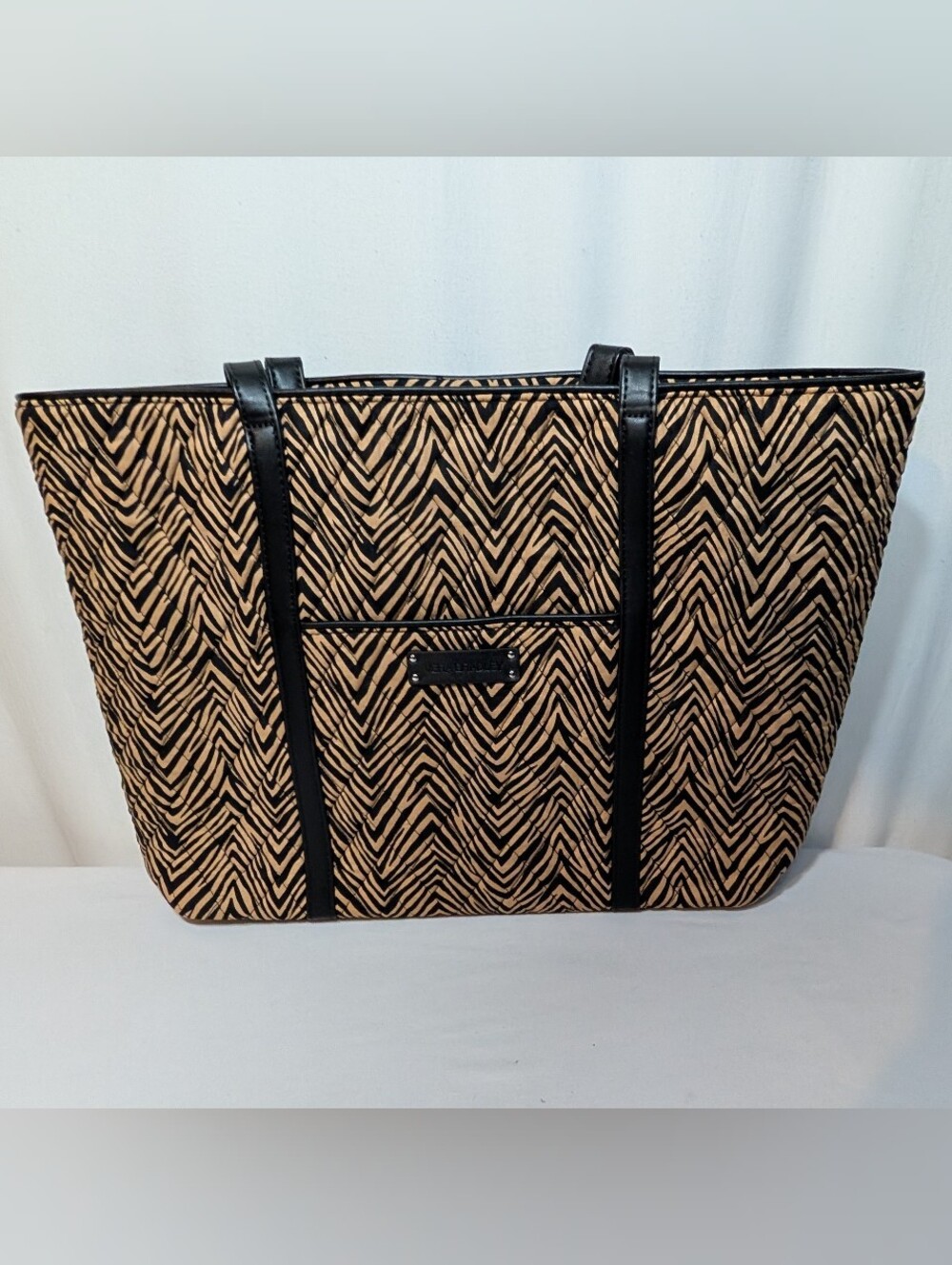 Vera Bradley Zebra Print Laptop Tote Brown Black Modern Animal Bag Purse Work